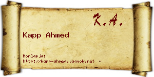 Kapp Ahmed névjegykártya
